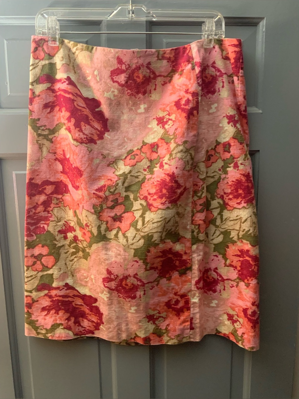 Talbots Floral A-Line Skirt in Pink, Red and Green